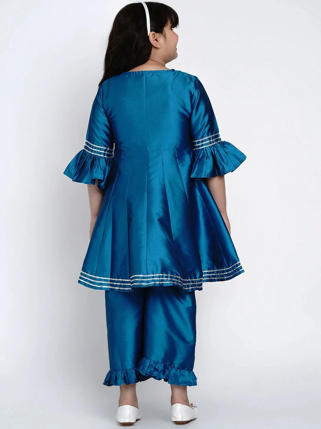 Bitiya by Bhama Girls Blue Embroidered Kurta with Palazzos-3-4Y-3