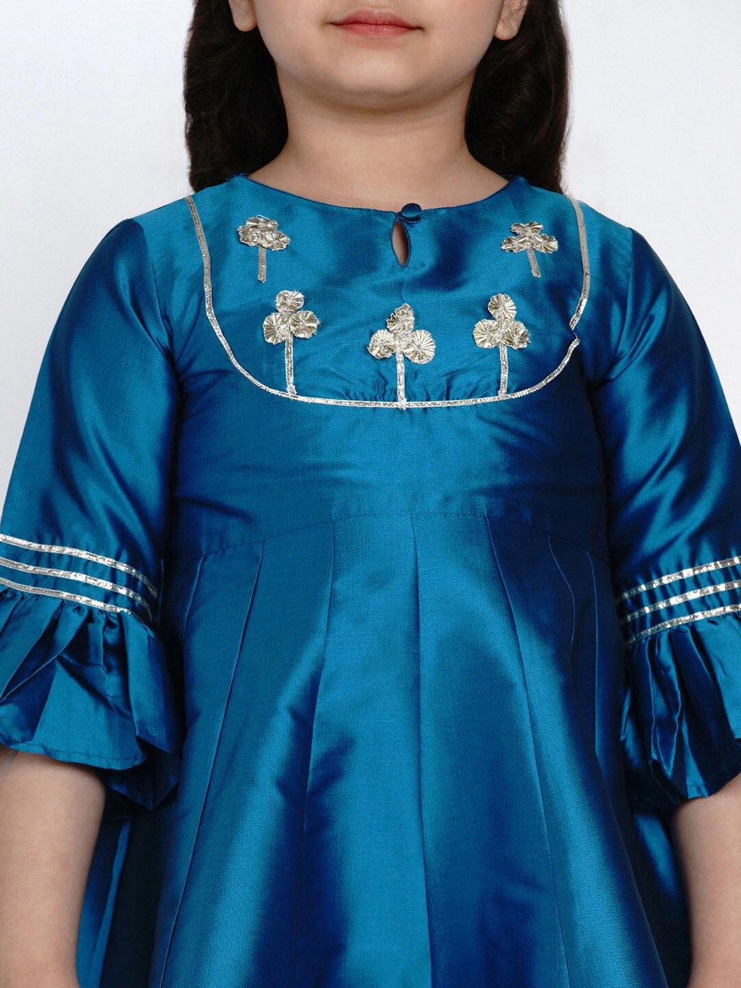 Bitiya by Bhama Girls Blue Embroidered Kurta with Palazzos-3-4Y-4