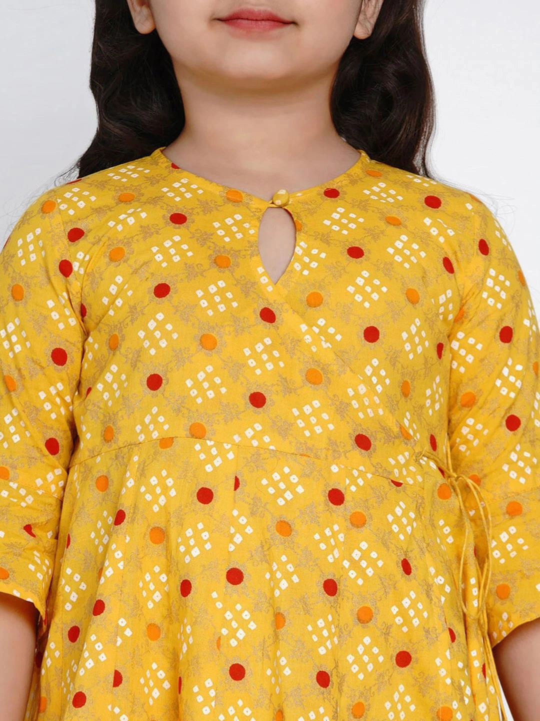 Bitiya by Bhama Girls Yellow &amp; Red Printed Kurta with Palazzos-3-4Y-4