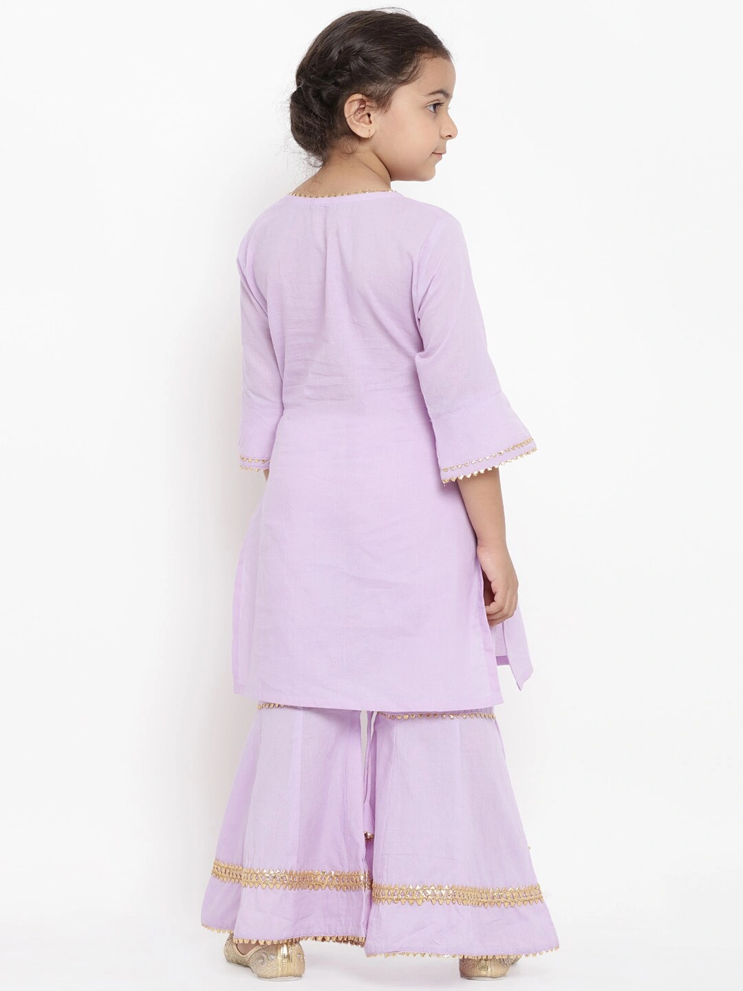 Bitiya by Bhama Girls Lavender Solid Kurta with Palazzos-4-5Y-2