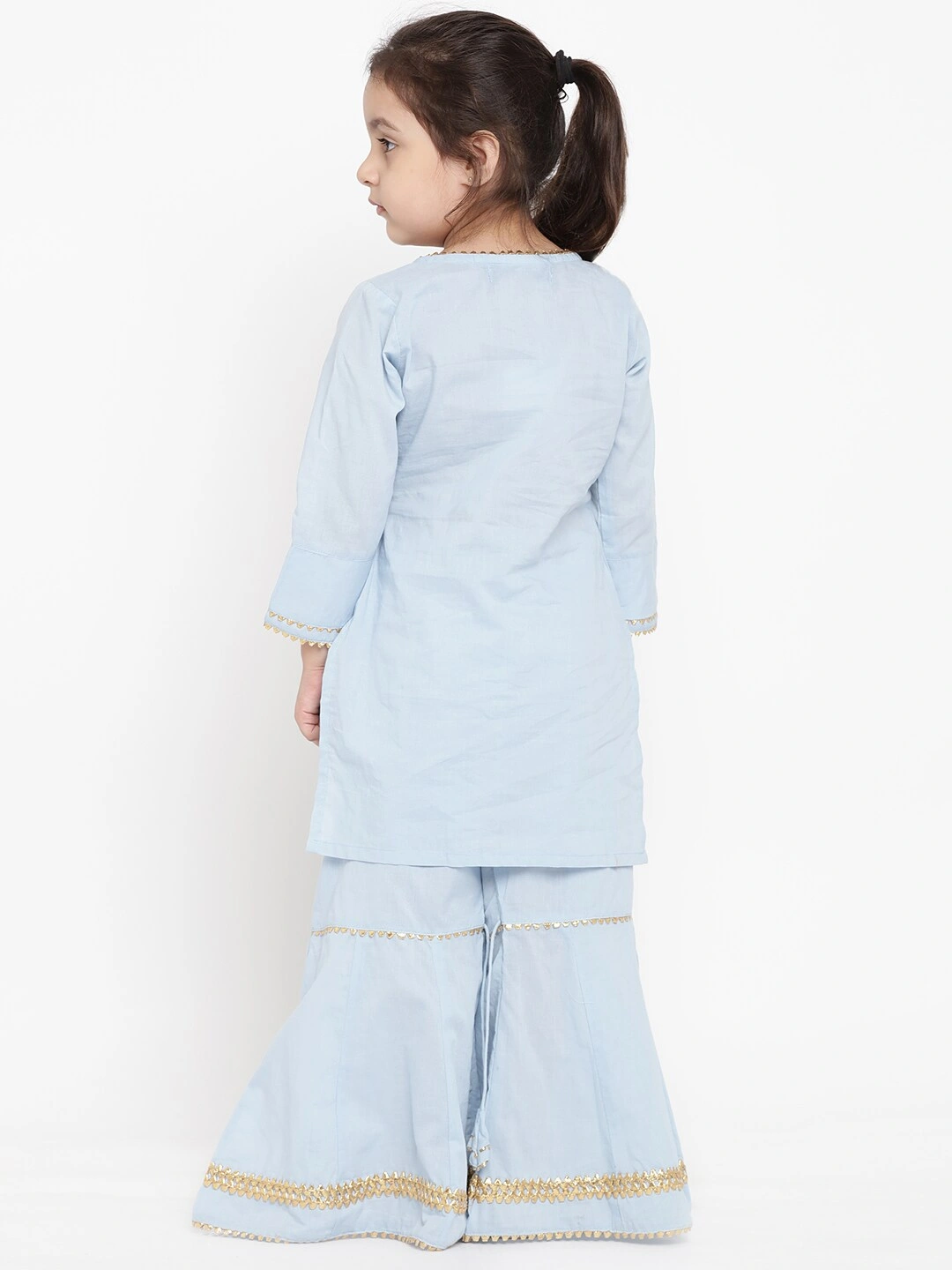 Bitiya by Bhama Girls Blue Solid Kurta with Palazzos-3-4Y-2