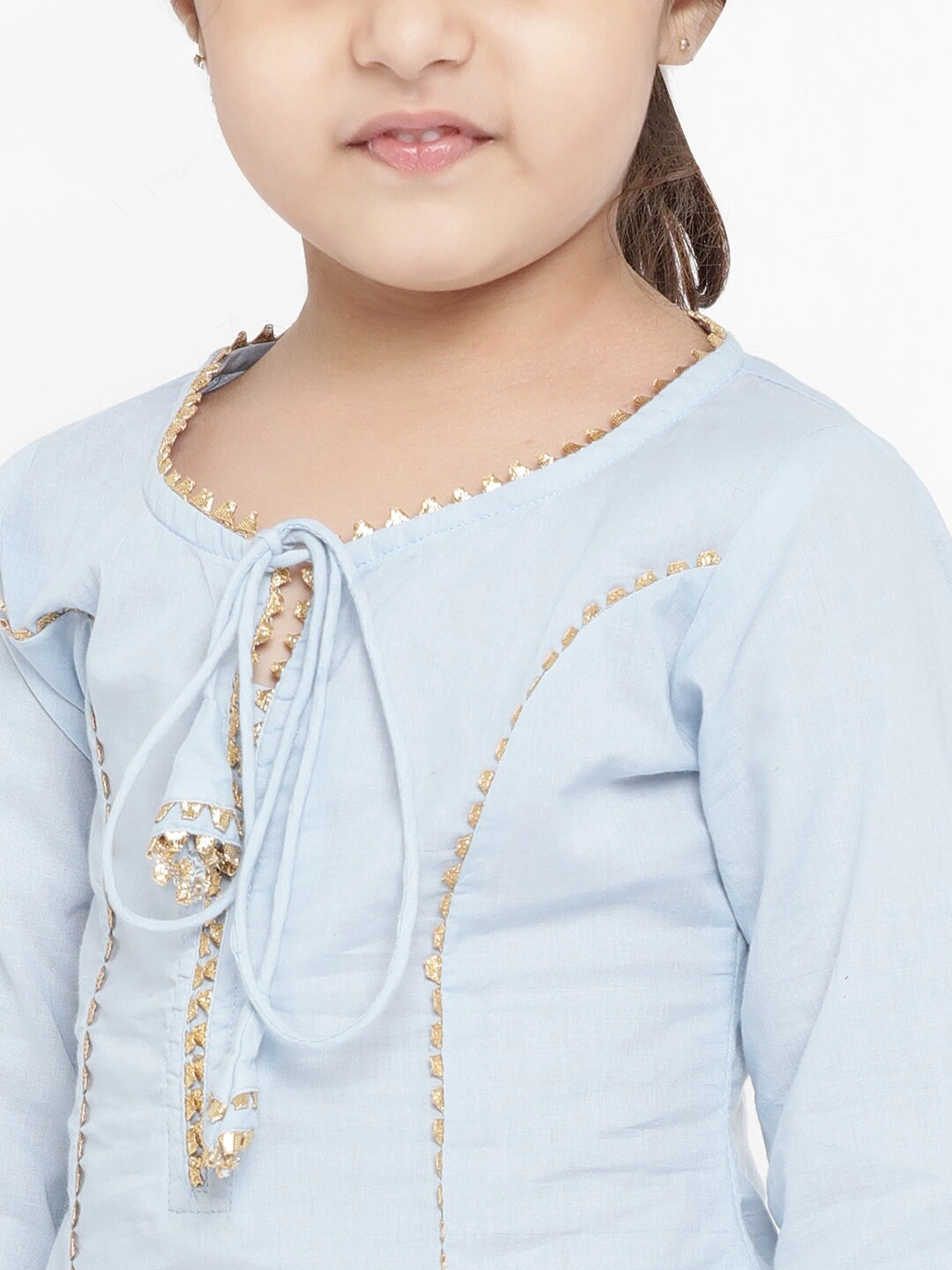 Bitiya by Bhama Girls Blue Solid Kurta with Palazzos-4-5Y-3