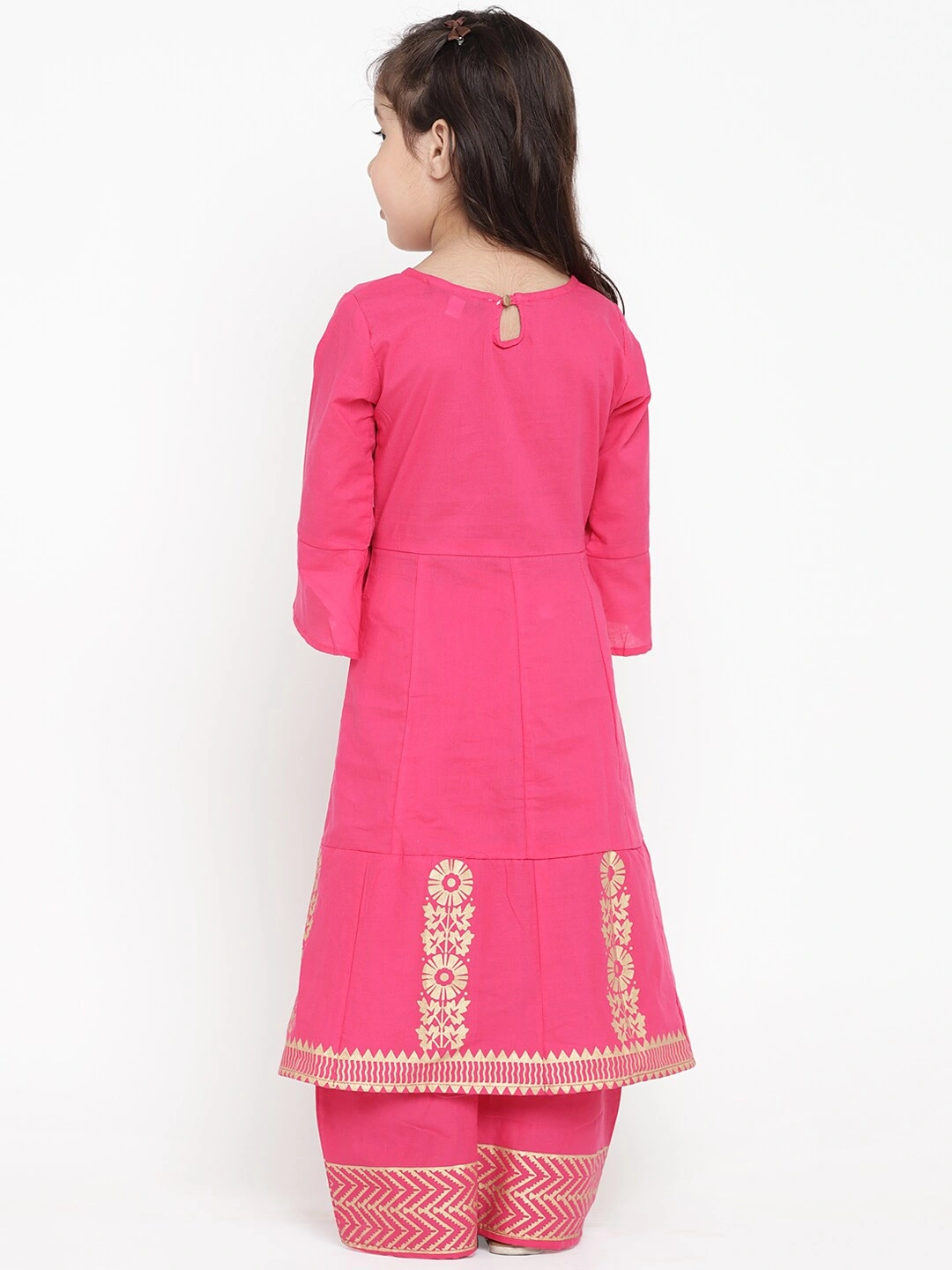 Bitiya by Bhama Girls Pink Printed Kurti with Palazzos-3-4Y-2