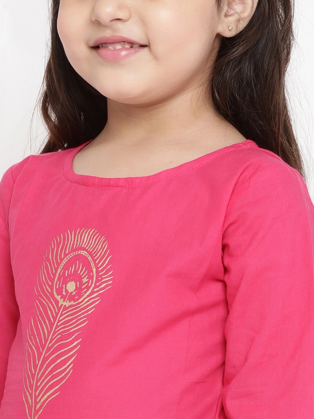 Bitiya by Bhama Girls Pink Printed Kurti with Palazzos-3-4Y-3