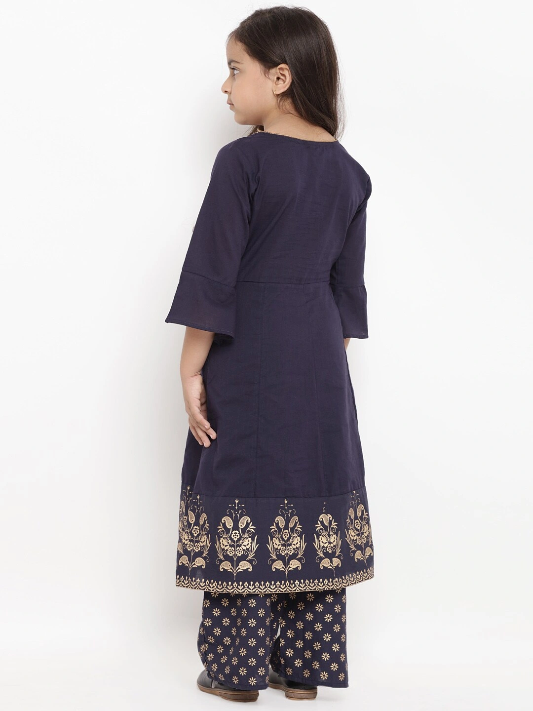 Bitiya by Bhama Girls Navy Blue Printed Kurti with Palazzos-3-4Y-2