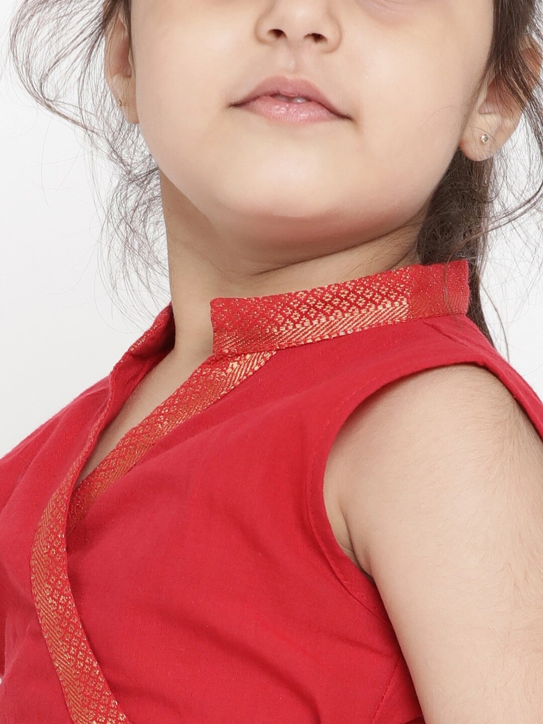 Bitiya by Bhama Girls Red Solid Kurti with Palazzos-5-6Y-3