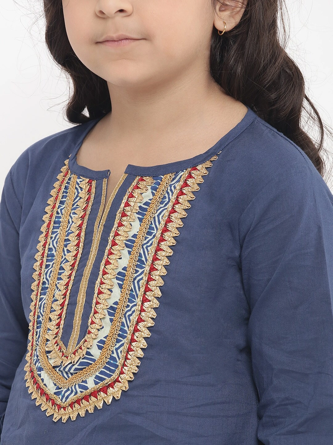 Bitiya by Bhama Girls Blue Yoke Design Kurta with Palazzos-3-4Y-4