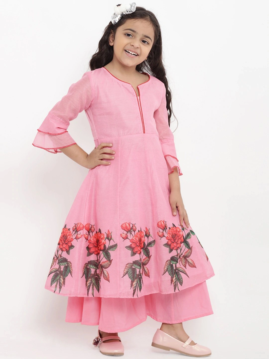 Bitiya by Bhama Girls Pink Printed Kurta with Palazzos-3-4Y-2