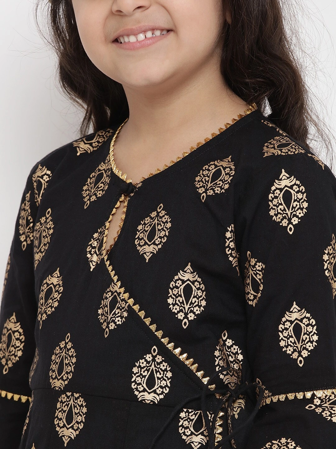 Bitiya by Bhama Girls Black Printed Kurta with Palazzos-3-4Y-4