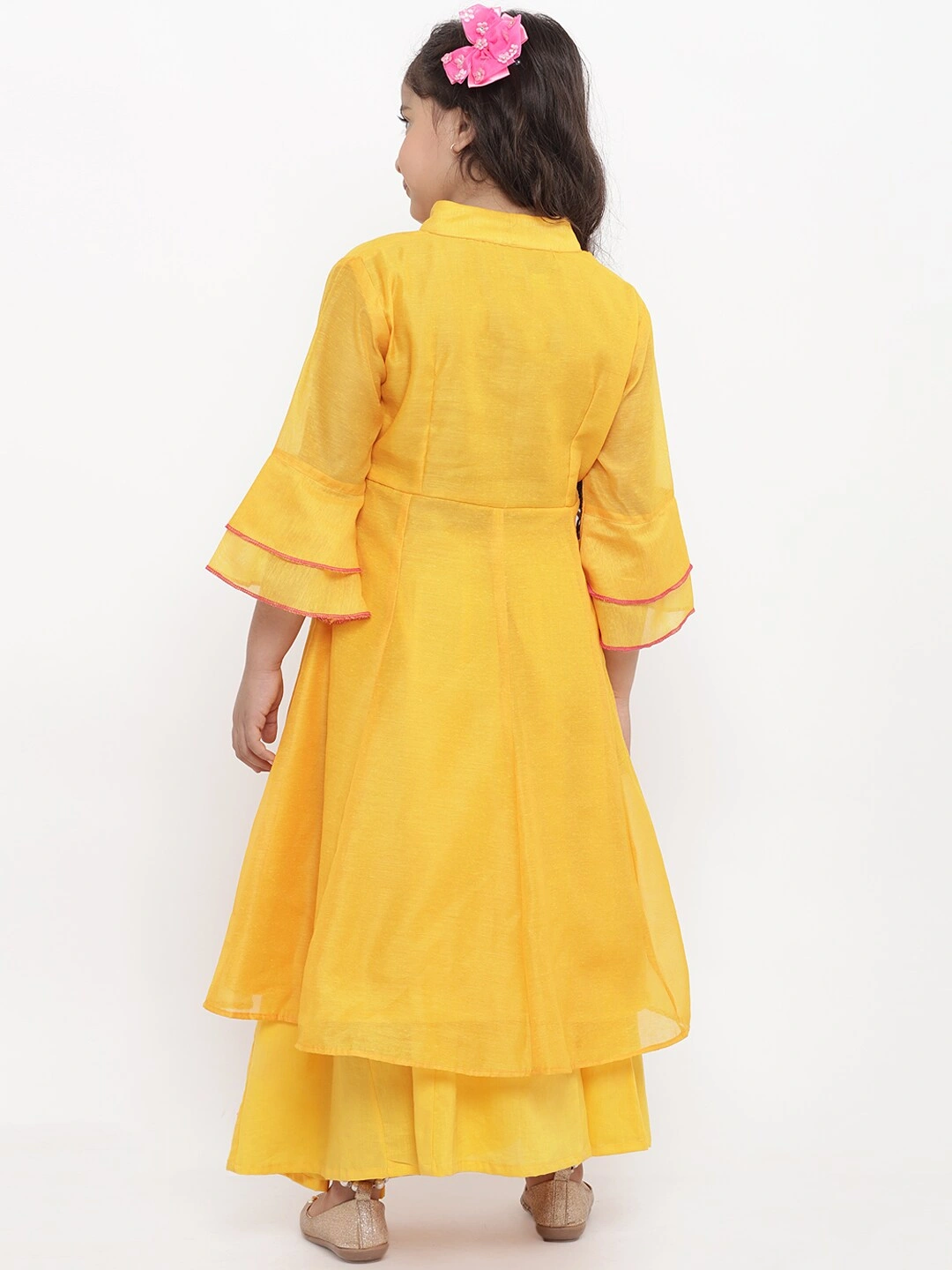 Bitiya by Bhama Girls Yellow Printed Kurta with Palazzos-3-4Y-3