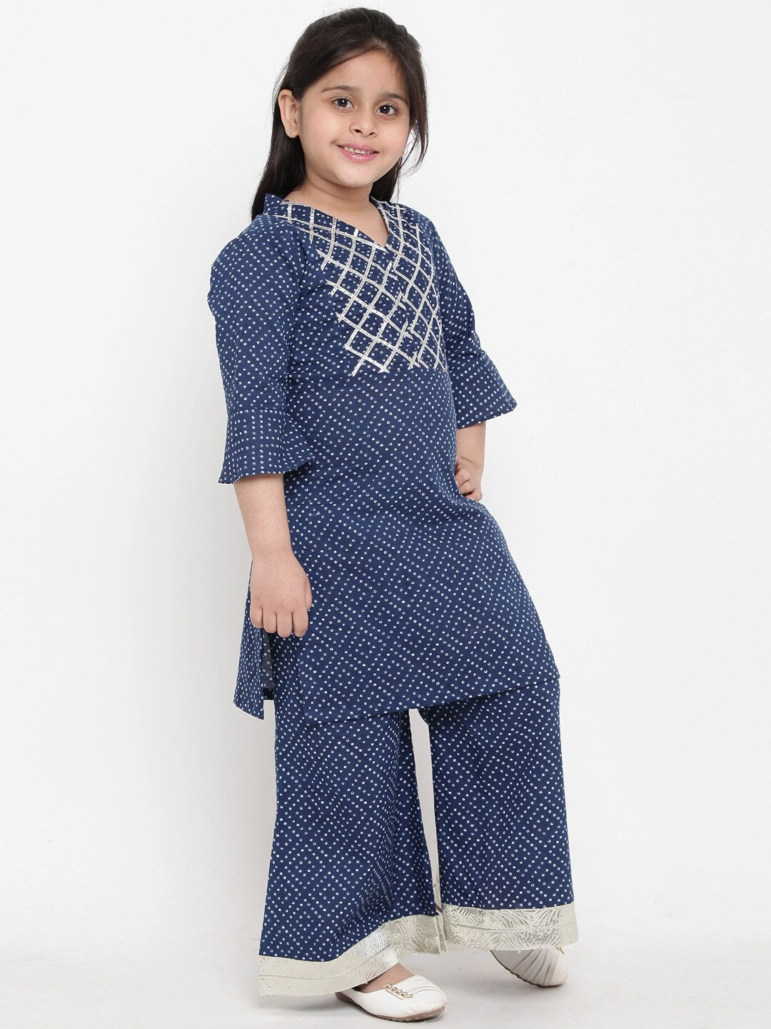 Bitiya by Bhama Girls Blue Printed Kurta with Palazzos-4-5Y-2