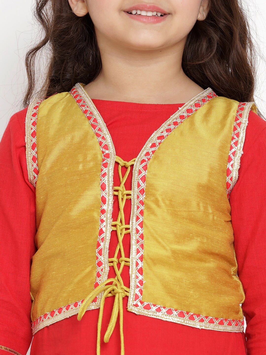 Bitiya by Bhama Girls Red Solid Kurta with Sharara-3-4Y-3