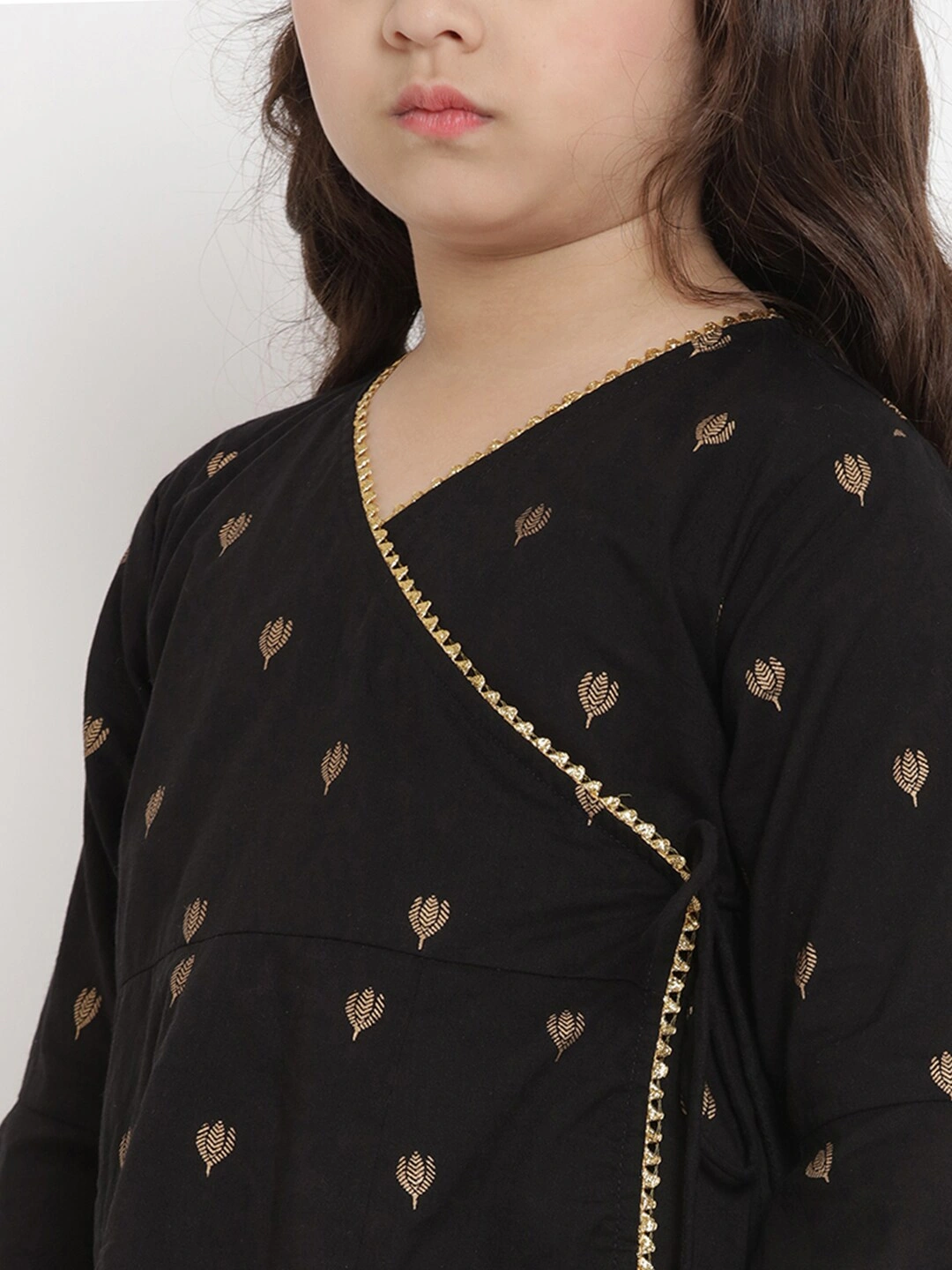 Bitiya by Bhama Girls Black Embroidered Kurta with Sharara-4-5Y-4