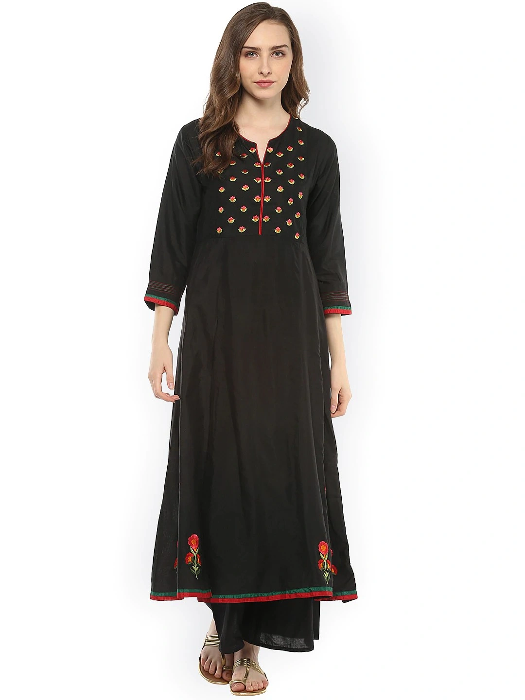 Bhama Couture Women Black Solid Kurta with Palazzos-BCC002_L