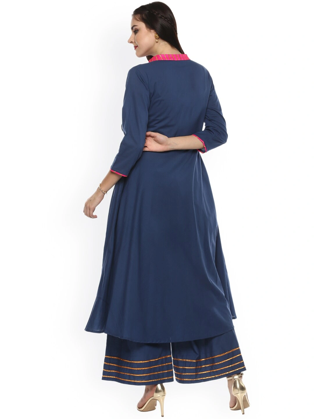 Bhama Couture Women Blue Angrakha Kurta with Palazzos-L-2