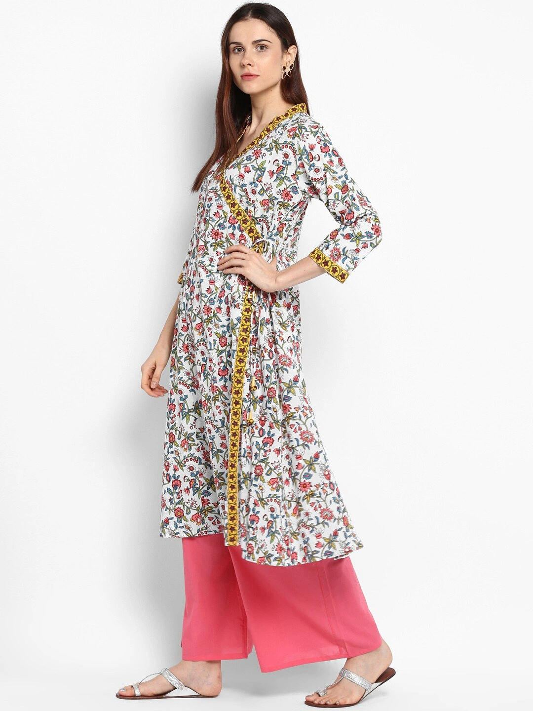 Bhama Couture Women Off-White Printed Kurta with Palazzos-L-1