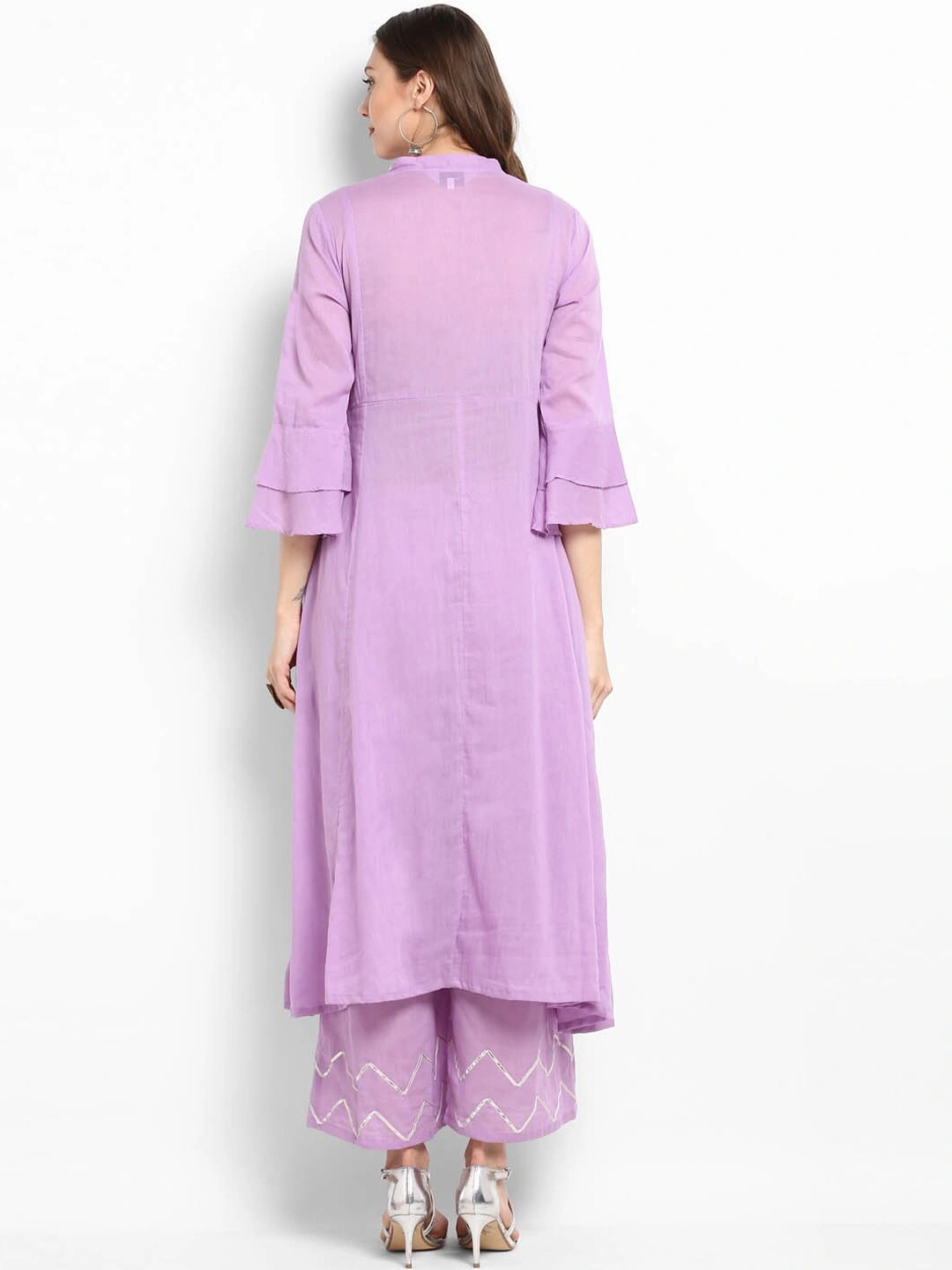 Bhama Couture Women Lavender Yoke Design Kurta with Palazzos-XL-2