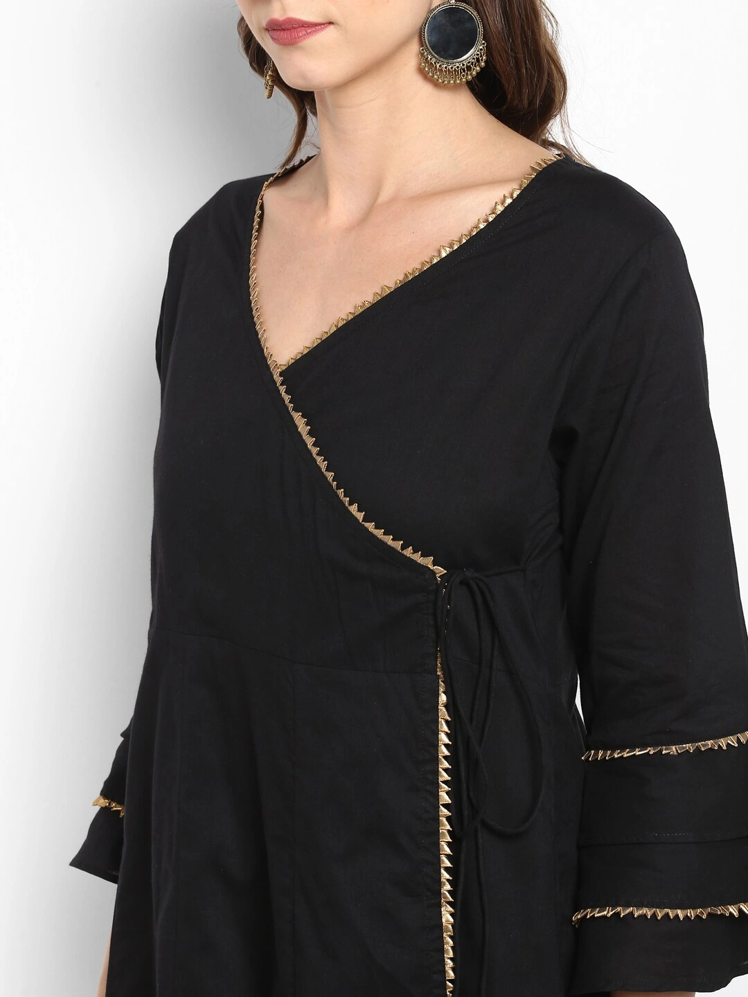 Bhama Couture Women Black Solid Kurta with Sharara-XL-3