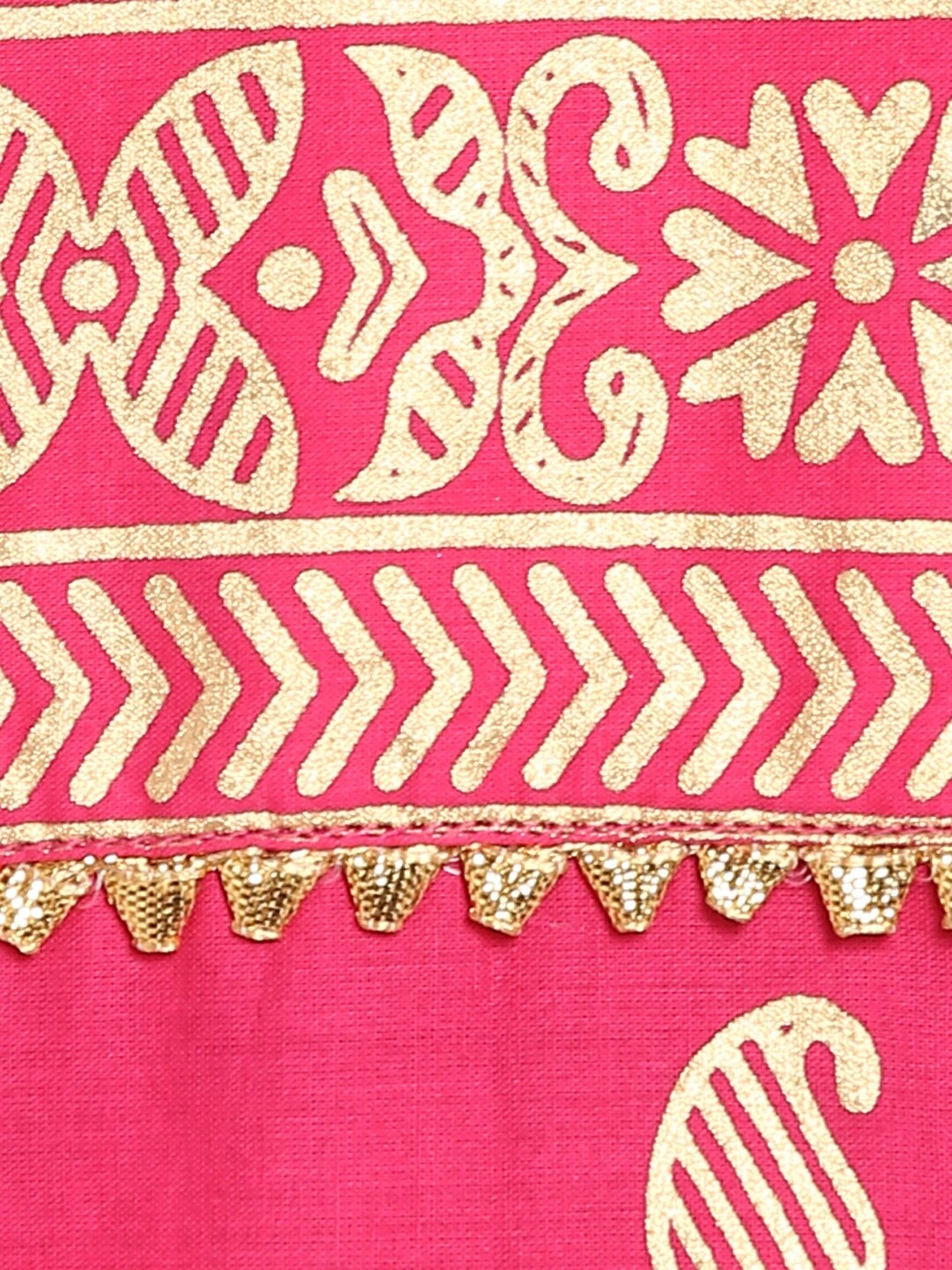 Bhama Couture Women Pink &amp; Gold-Toned Printed Kurti with Palazzos-L-3