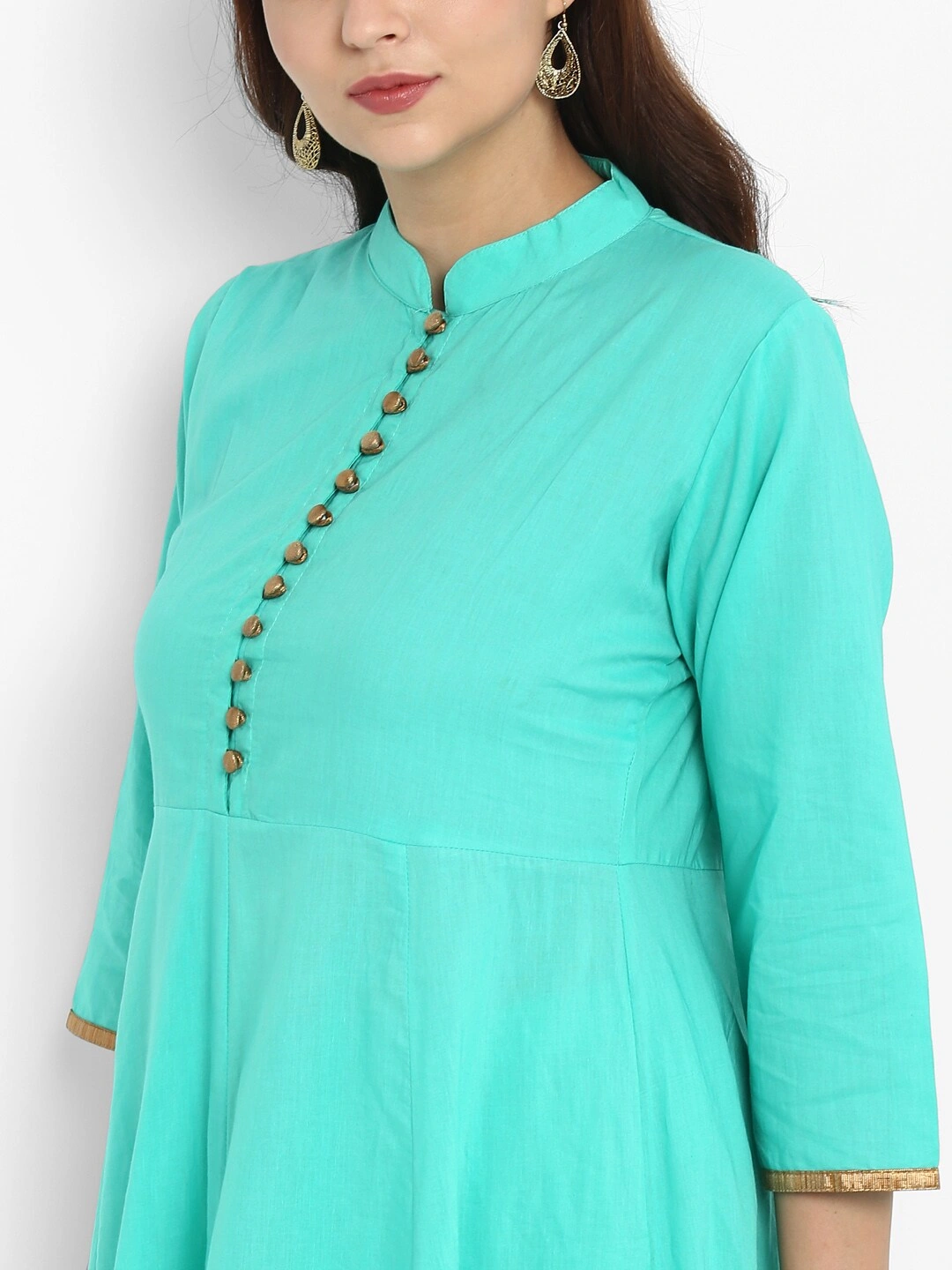 Bhama Couture Women Sea Green Printed Kurta with Palazzos-L-3