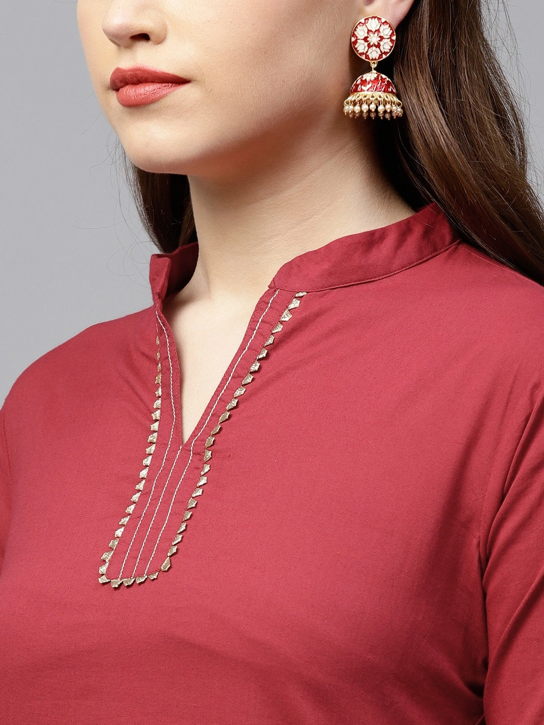 Bhama Couture Women Maroon Solid Kurta with Sharara-L-3