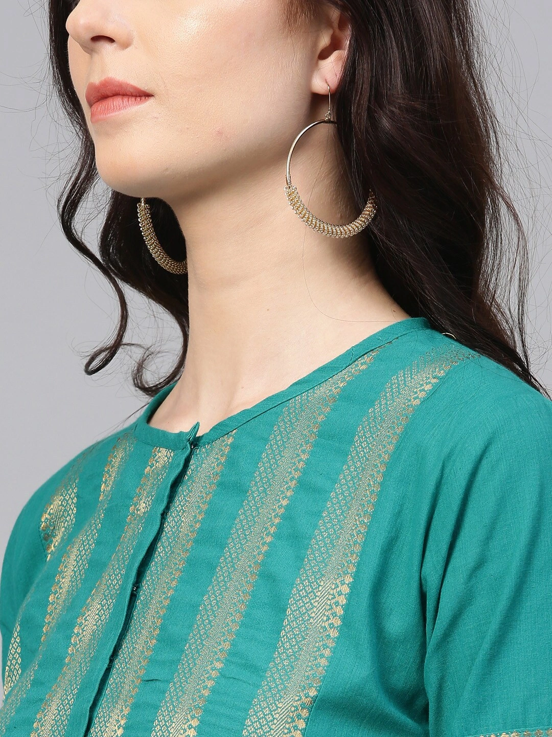 Bhama Couture Women Green Yoke Design Kurta with Palazzos-L-4