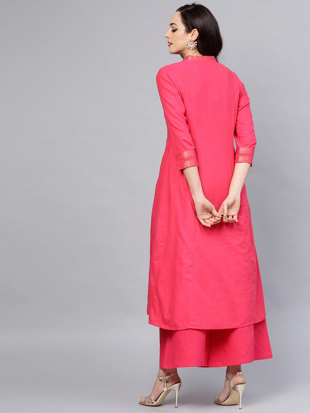 Bhama Couture Women Magenta Solid Kurta with Palazzos-L-2