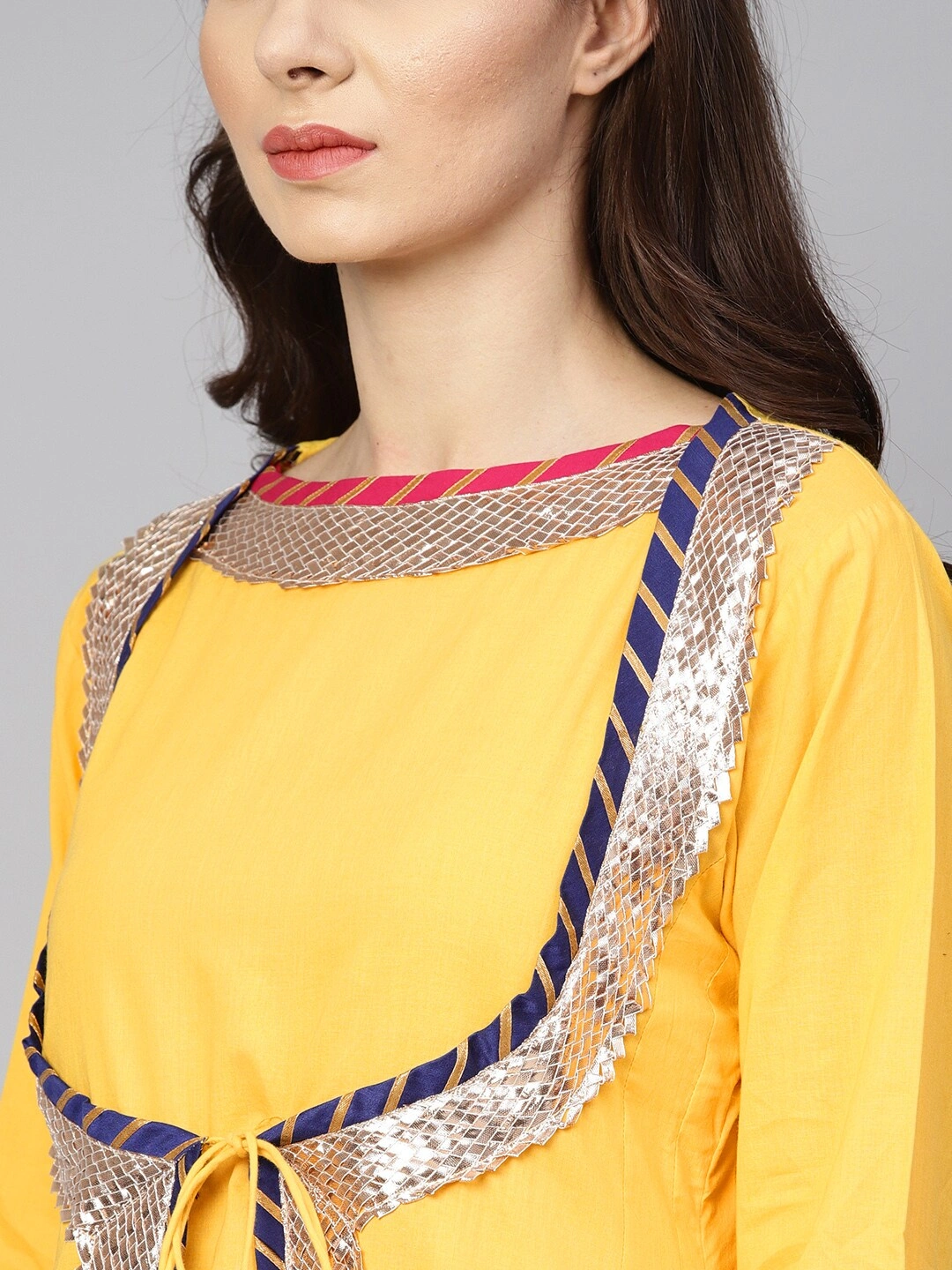 Bhama Couture Women Yellow Solid Kurta with Churidar &amp; Dupatta-L-3