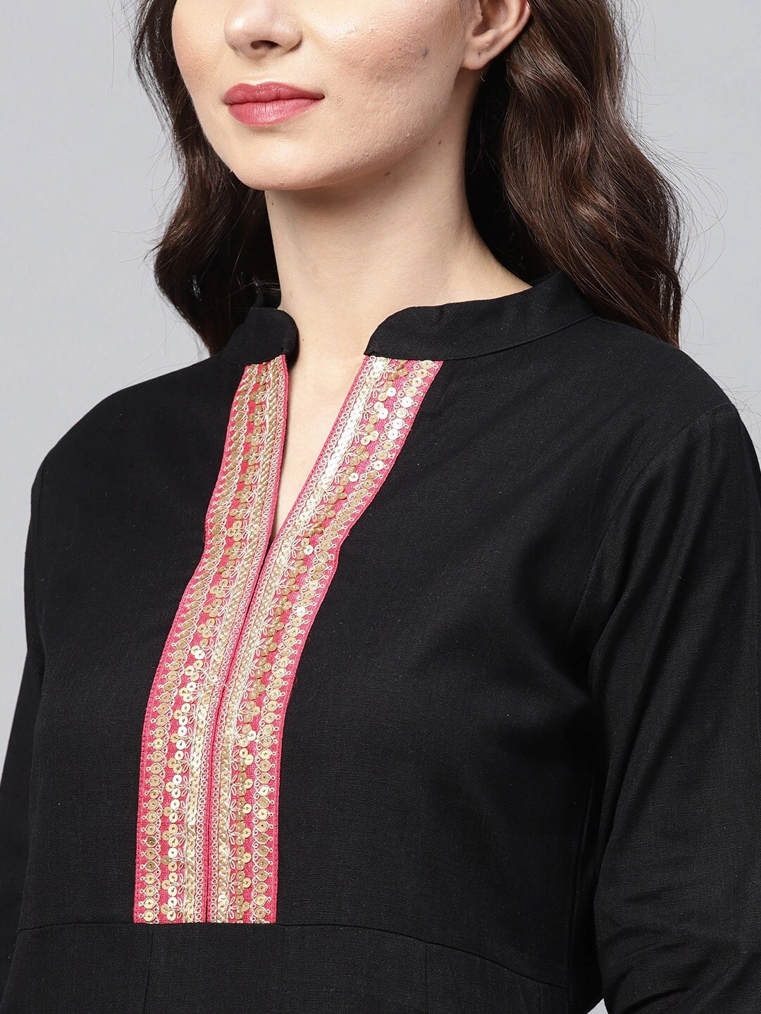 Bhama Couture Women Black Yoke Design Kurta with Palazzos &amp; Dupatta-L-3