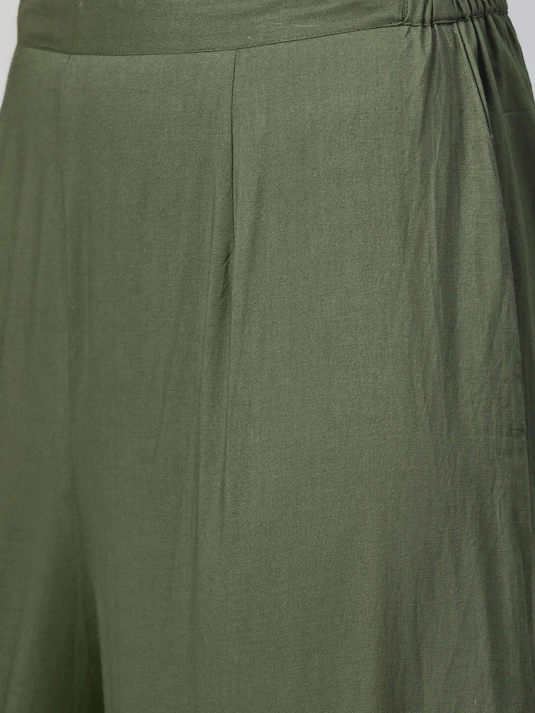 Bhama Couture Women Olive Green Gotta Patti Detail Kurta with Palazzos-M-5