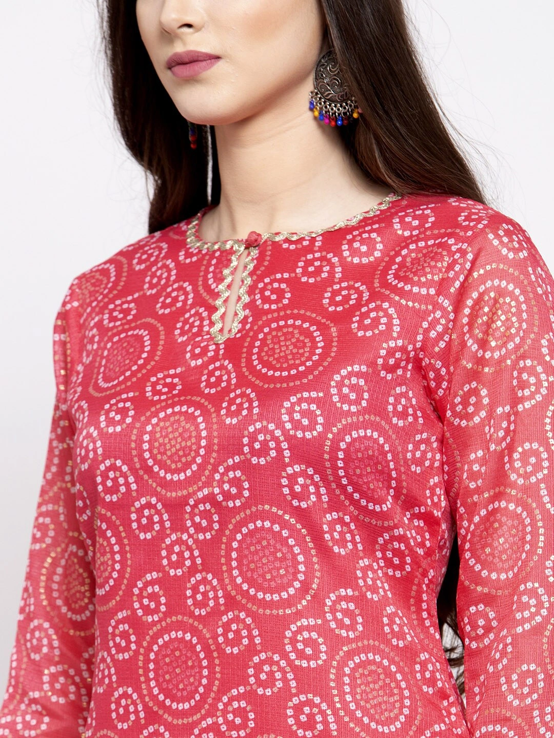 Bhama Couture Women Pink Printed Kurti with Palazzos-L-3