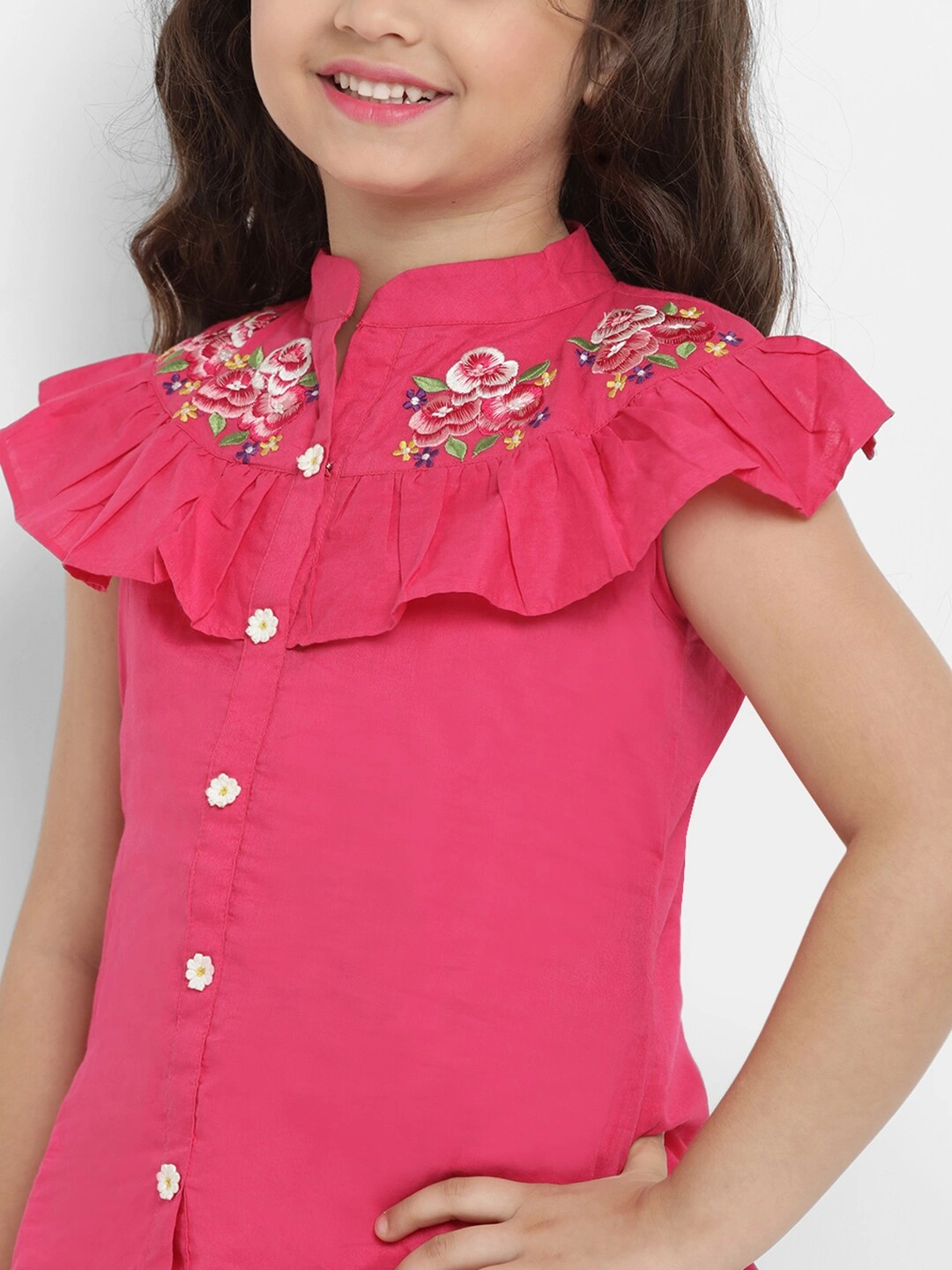 Bitiya by Bhama Girls Fuchsia Pink &amp; White Printed Top with Palazzos-4-5Y-4