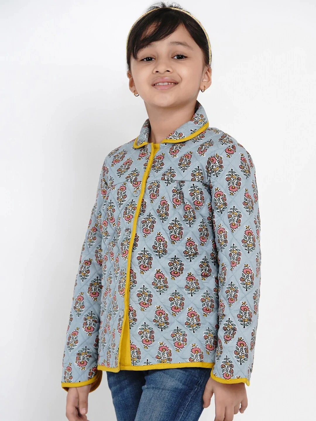 Bitiya by Bhama Girls Grey Printed Tailored Jacket-3-4Y-1