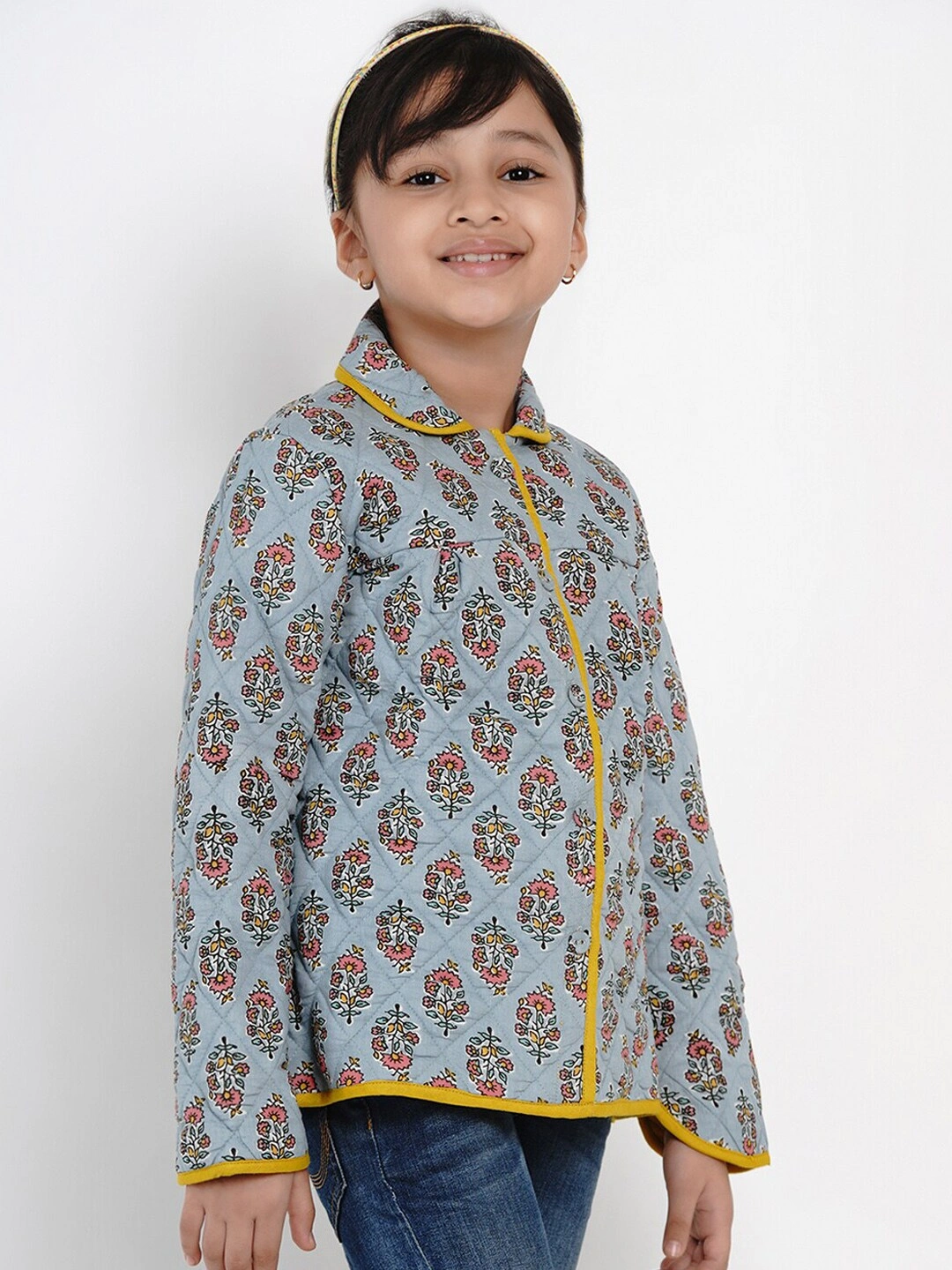 Bitiya by Bhama Girls Grey Printed Tailored Jacket-3-4Y-2