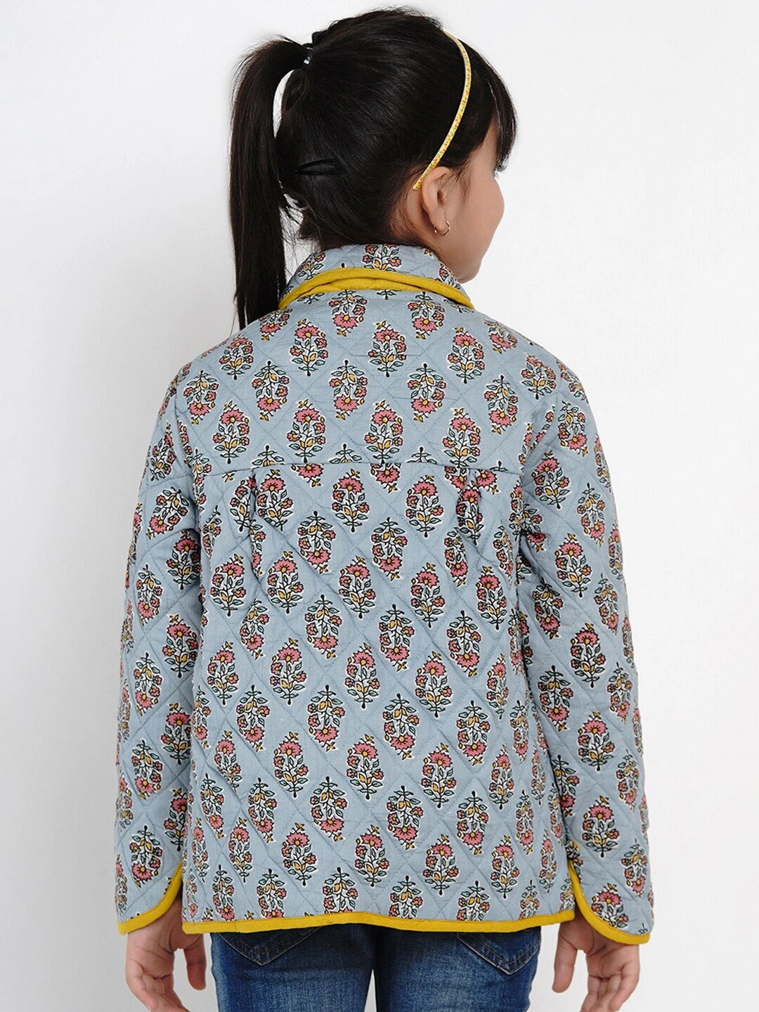 Bitiya by Bhama Girls Grey Printed Tailored Jacket-6-7Y-3