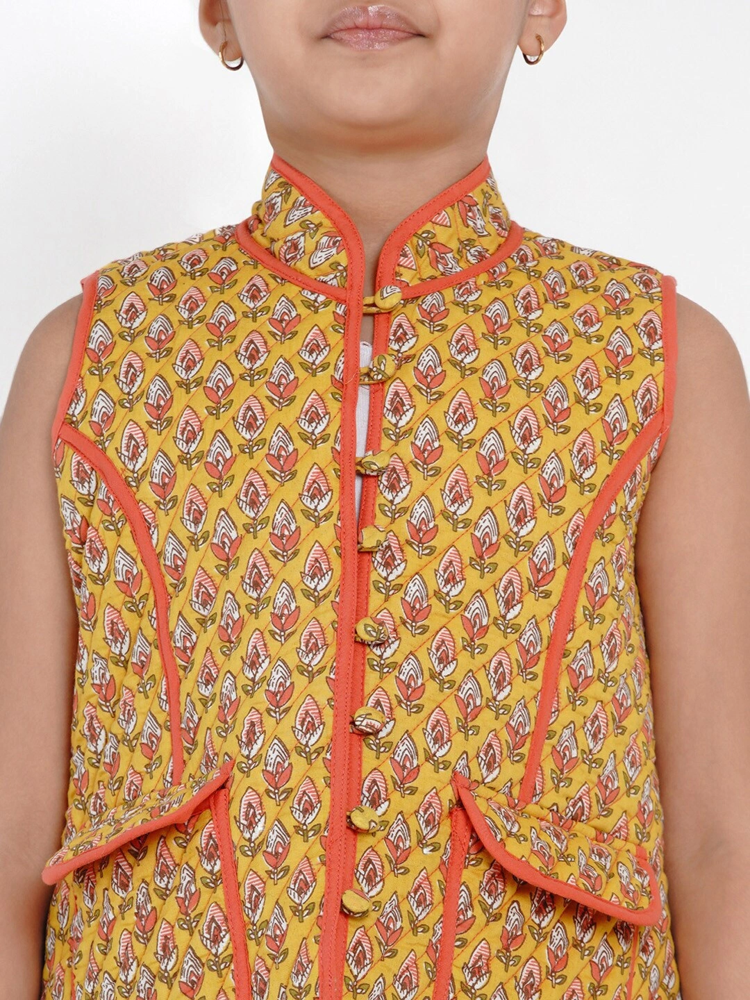 Bitiya by Bhama Girls Mustard Yellow Printed Tailored Jacket-3-4Y-4