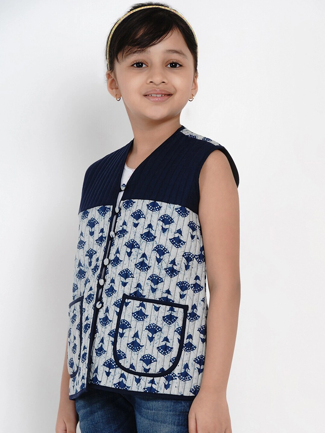 Bitiya by Bhama Girls Blue Printed Tailored Jacket-3-4Y-1