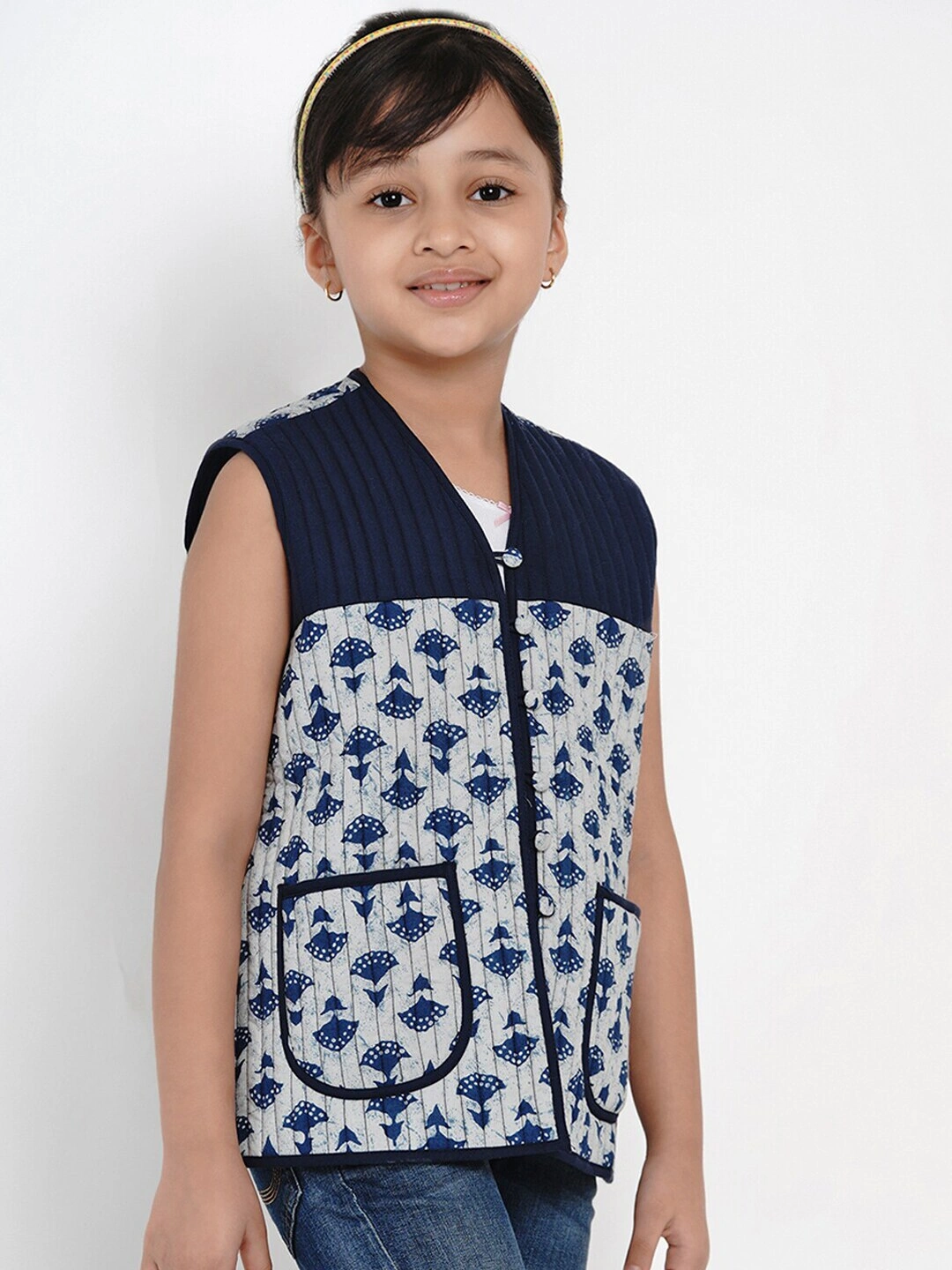 Bitiya by Bhama Girls Blue Printed Tailored Jacket-3-4Y-2