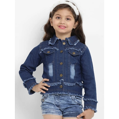 Bitiya by Bhama Girls Blue Solid Lightweight Jacket