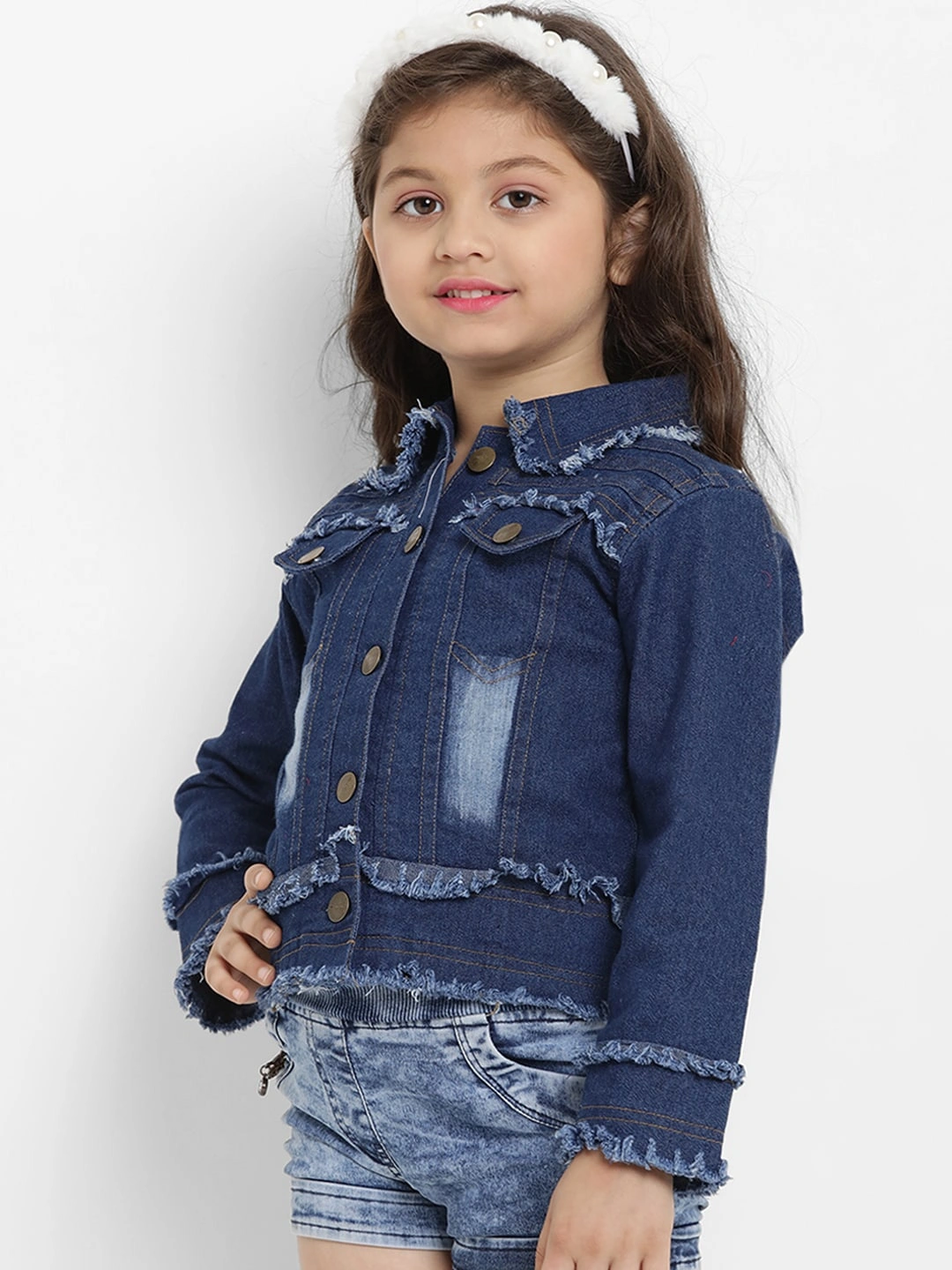 Bitiya by Bhama Girls Blue Solid Lightweight Jacket-3-4Y-1