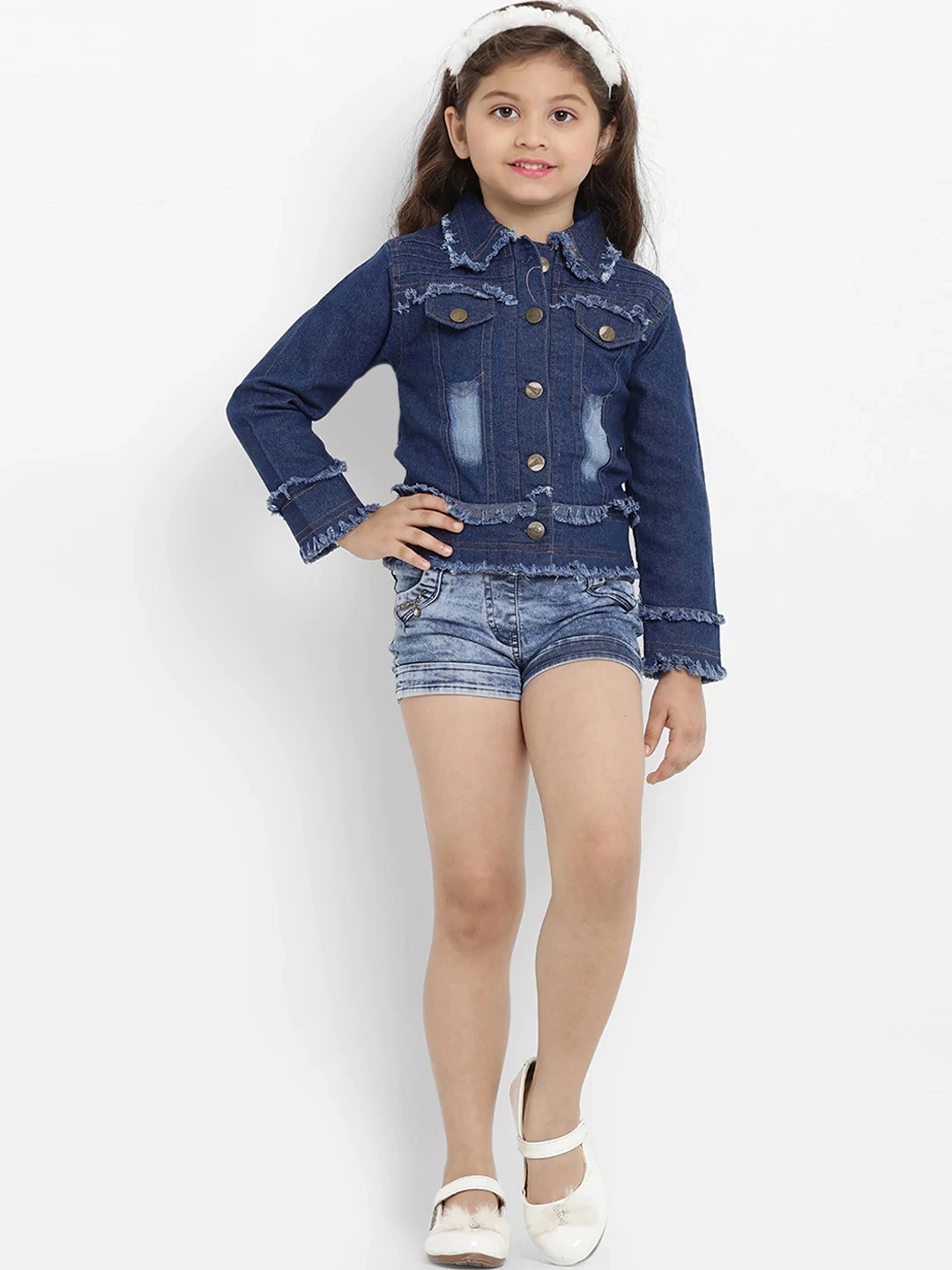 Bitiya by Bhama Girls Blue Solid Lightweight Jacket-4-5Y-4