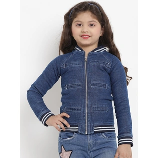 Bitiya by Bhama Girls Blue Striped Lightweight Jacket