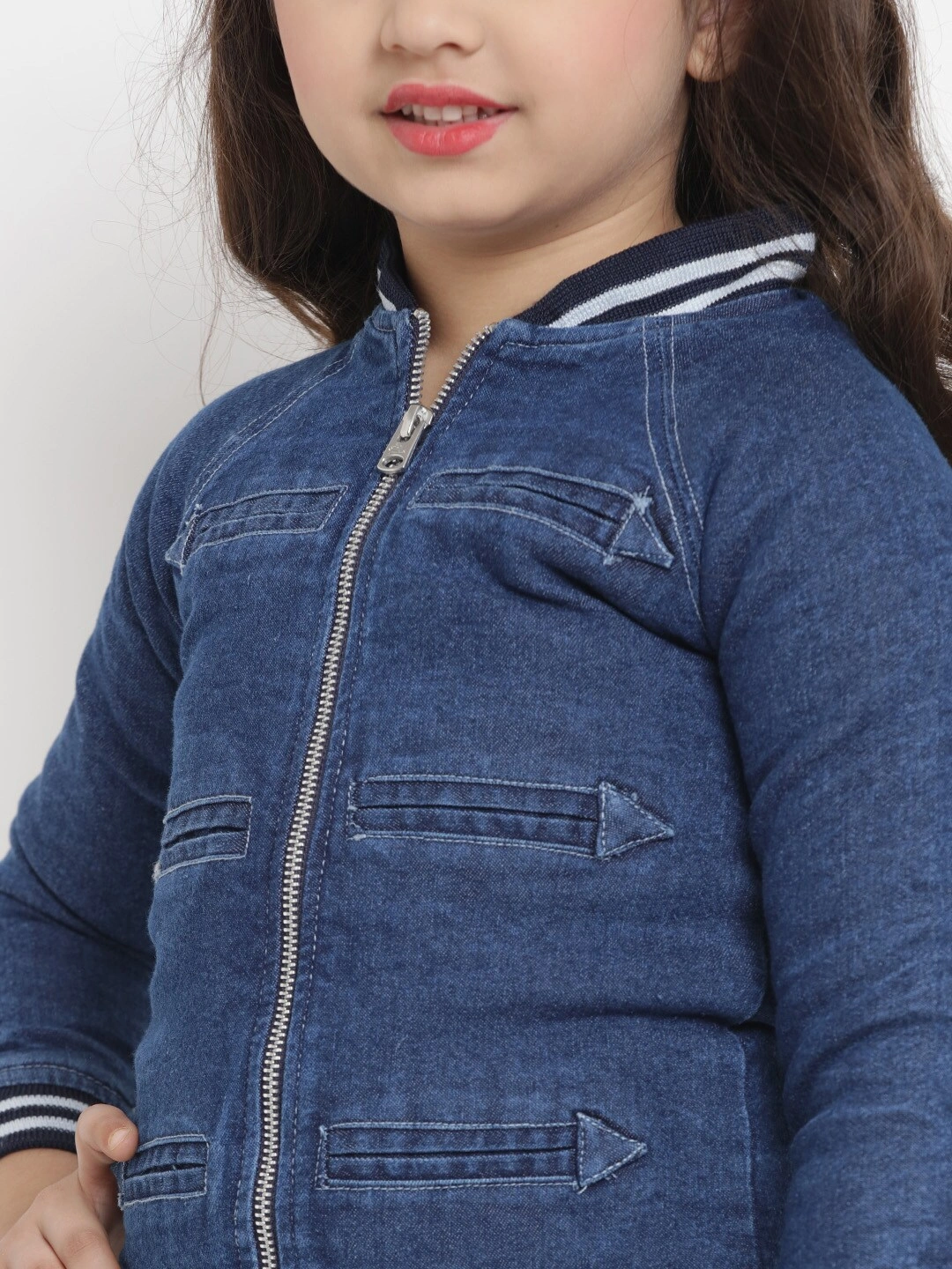 Bitiya by Bhama Girls Blue Striped Lightweight Jacket-3-4Y-3