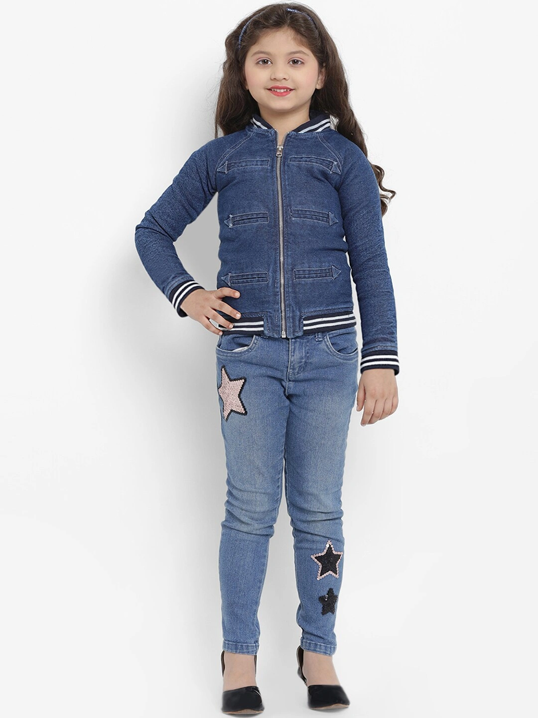 Bitiya by Bhama Girls Blue Striped Lightweight Jacket-5-6Y-4