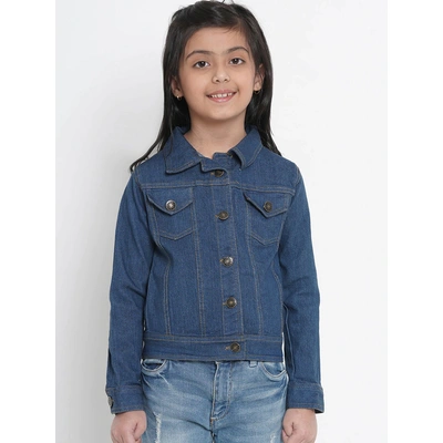 Bitiya by Bhama Girls Blue Solid Denim Jacket