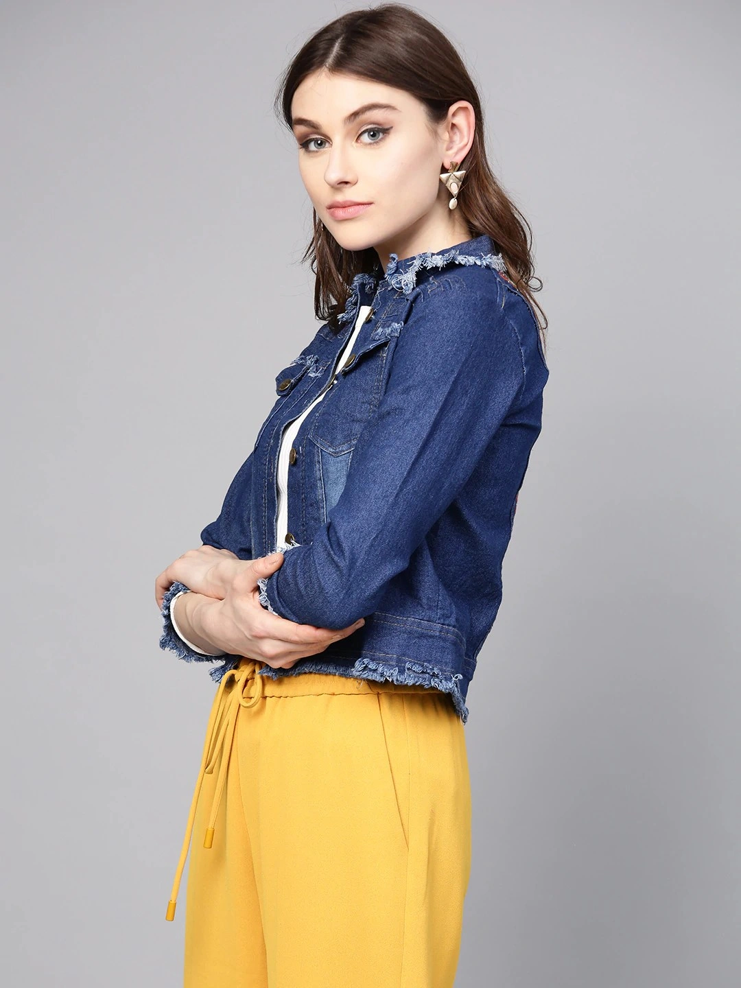 Bhama Couture Women Blue Washed Denim Jacket-L-1