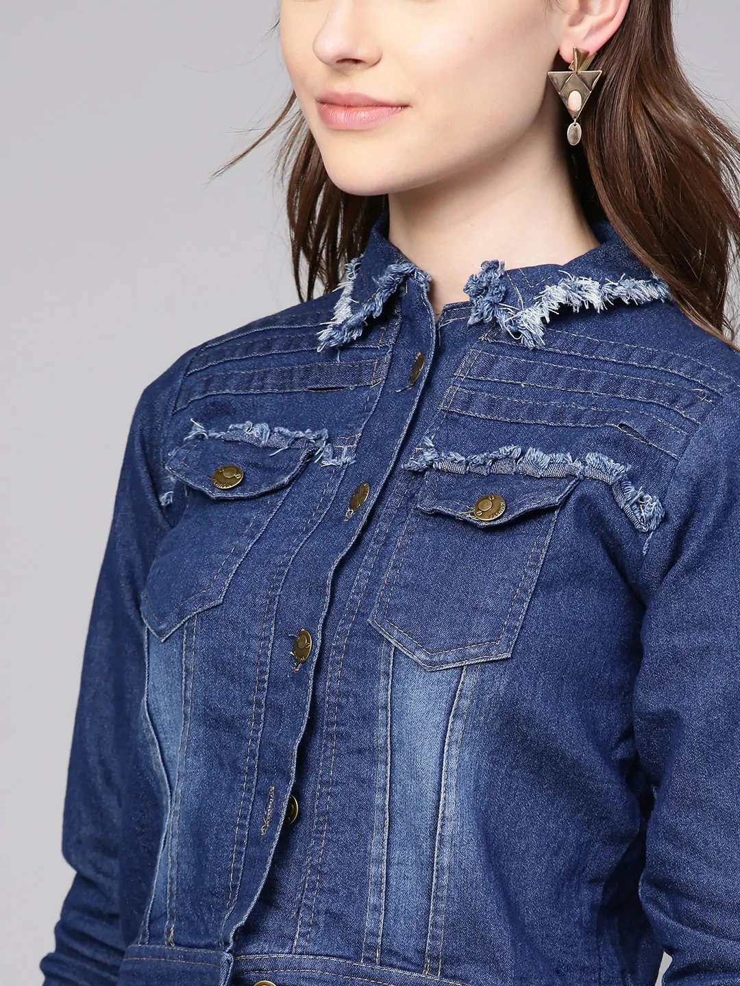 Bhama Couture Women Blue Washed Denim Jacket-L-3