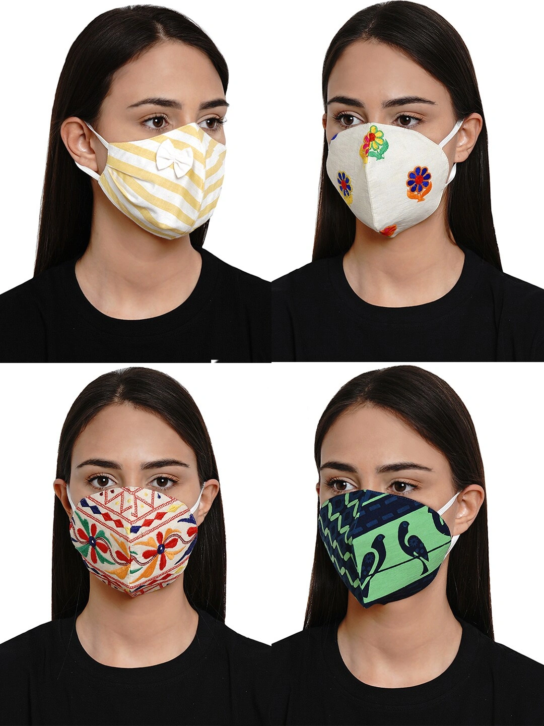Bhama Couture Unisex Pack Of 4 4-Ply Reusable Cloth Mask-MSK013_FREE_SIZE