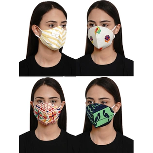 Bhama Couture Unisex Pack Of 4 4-Ply Reusable Cloth Mask