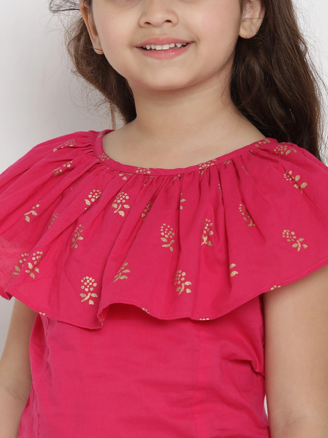 Bitiya by Bhama Girls Fuchsia Pink &amp; Navy Blue Top with Skirt-5-6Y-4